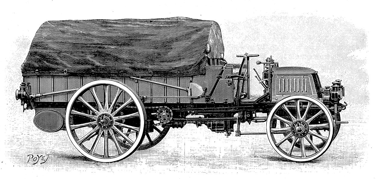 Armeelastwagen von Daimler, mit 4-Zylinder-12-PS-Motor von Unbekannt