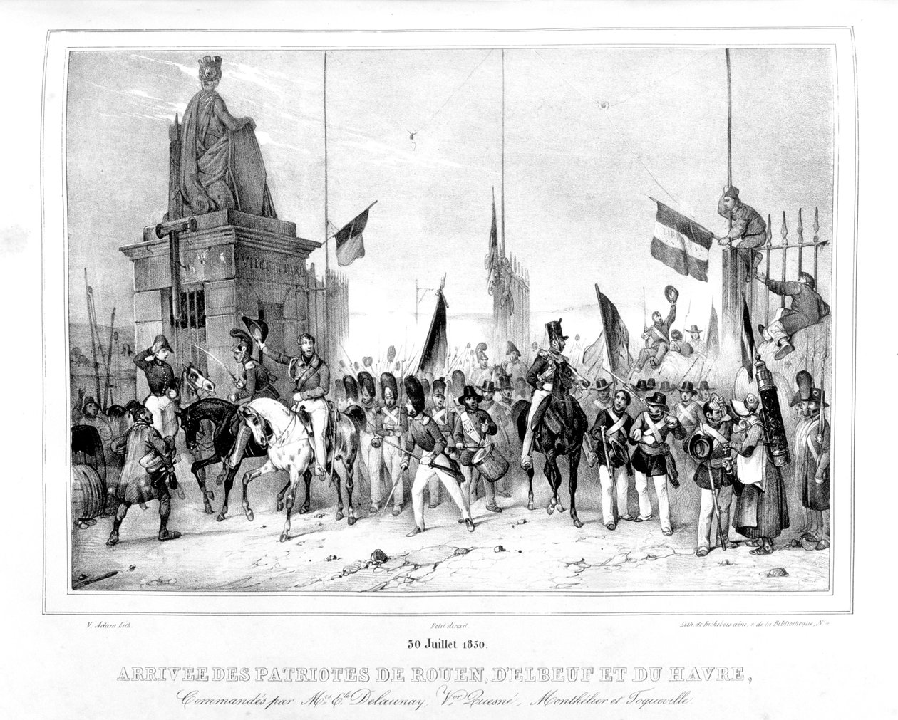 Ankunft der Patrioten von Rouen, Elbeut und Le Havre, Paris, 30. Juli 1830 von Unbekannt