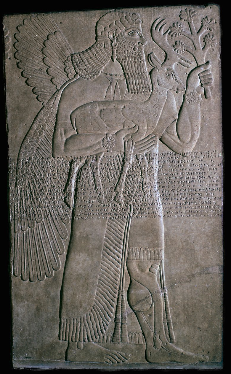 Assyrisches Relief einer geflügelten Figur von Unbekannt
