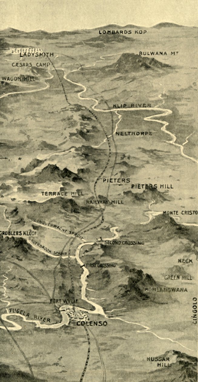 Ballonkarte zur Veranschaulichung der Schlacht von Pieters und der Entlastung von Ladysmith, 1900 von Unbekannt