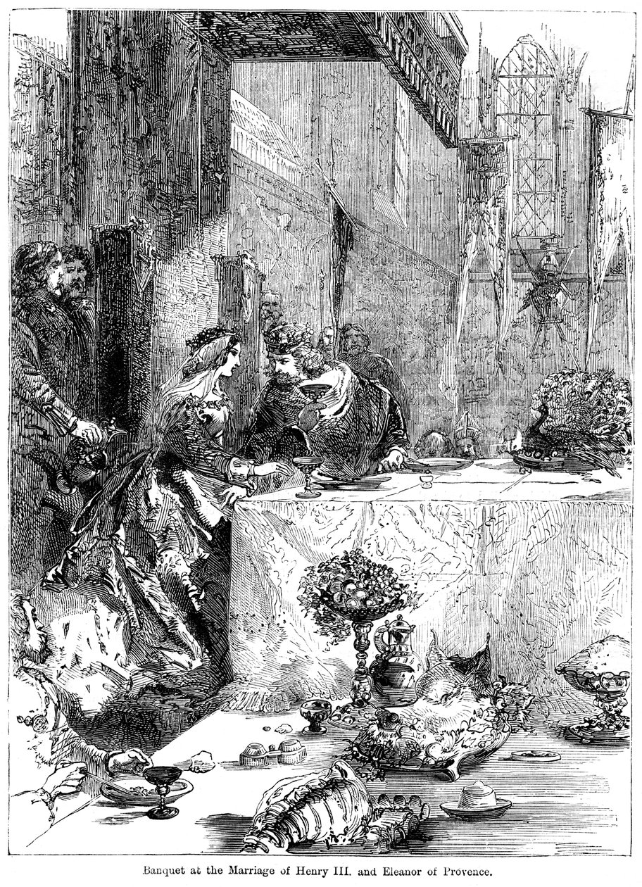 Bankett zur Hochzeit von König Heinrich III 1207-1272 und Eleonore von der Provence ca. 1223-1291, 1236 von Unbekannt