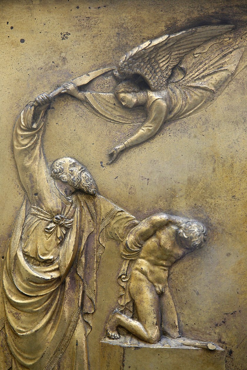 Baptisterium San Giovanni. Paradiespforte. Abraham opfert Isaak, Florenz, Italien von Unbekannt