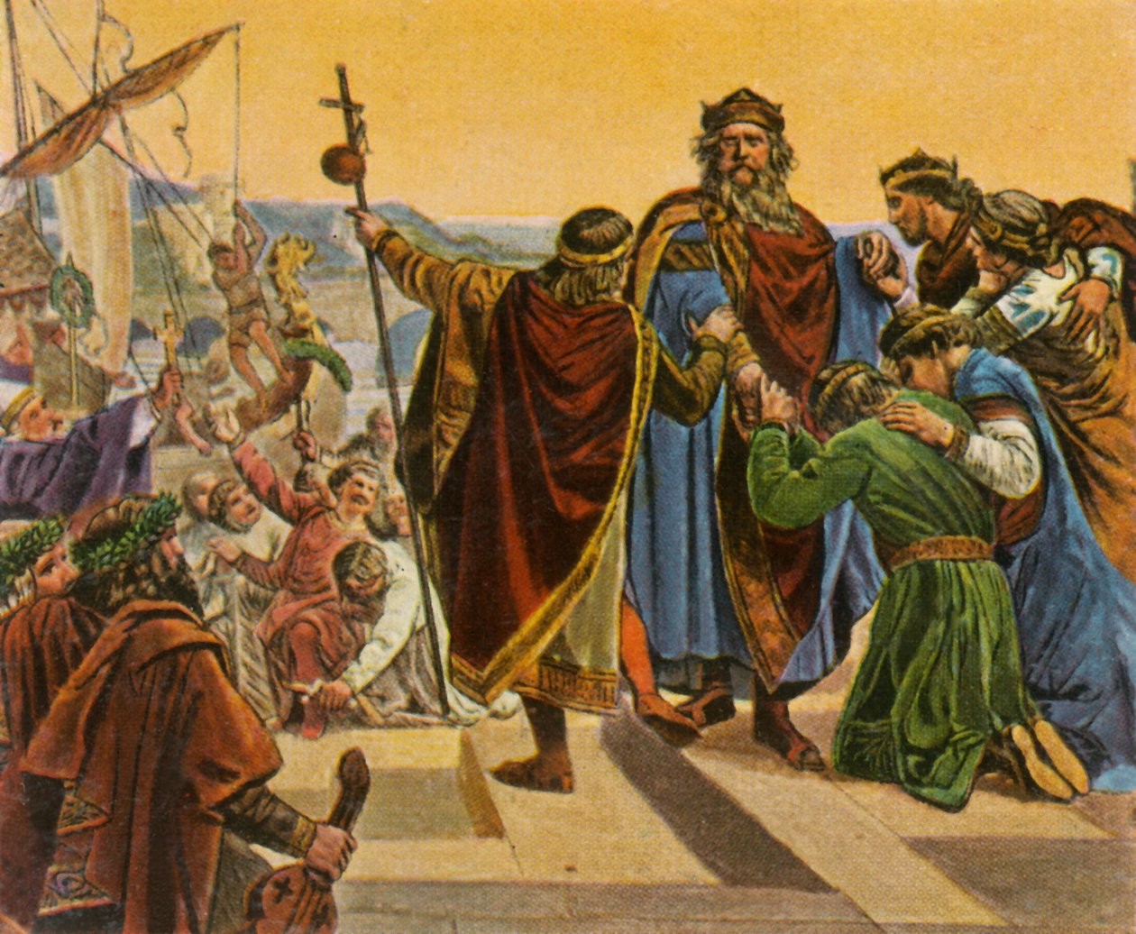 Barbarossa verabschiedet sich, als er zu seinem Kreuzzug aufbricht, 1189, 1936 von Unbekannt