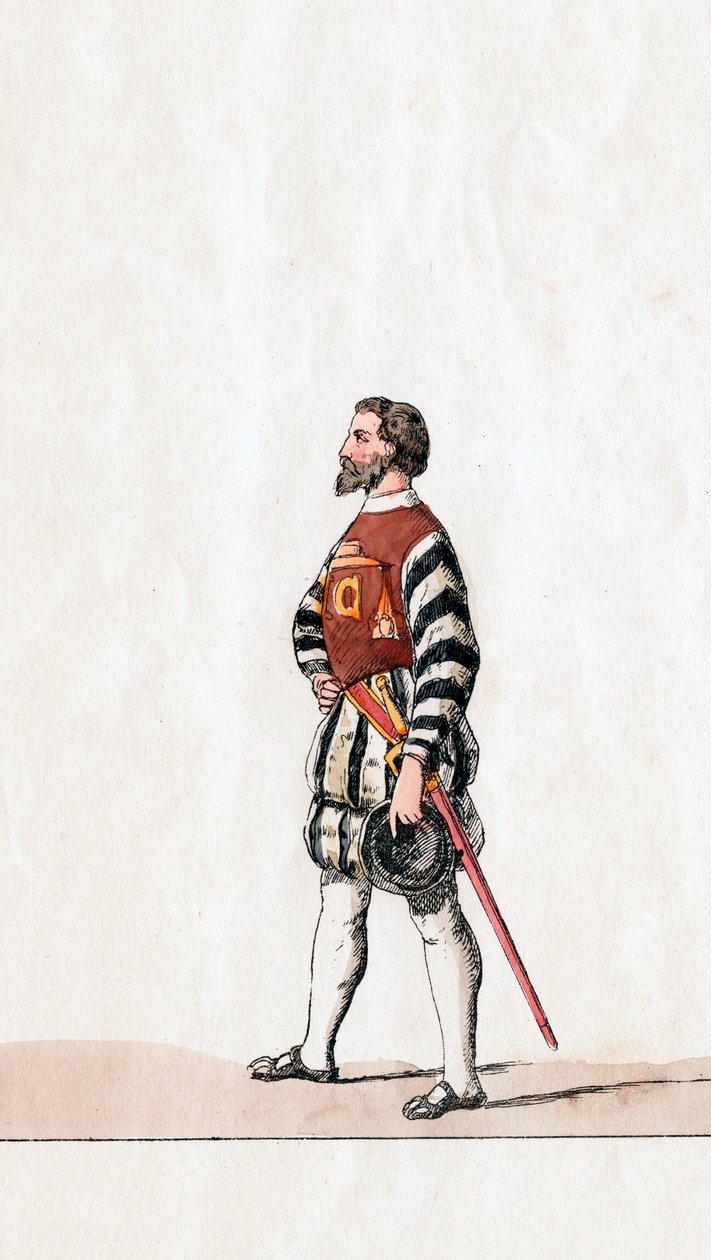 Baron, Kostümentwurf für Shakespeares Stück, Heinrich VIII., 19. Jahrhundert von Unbekannt