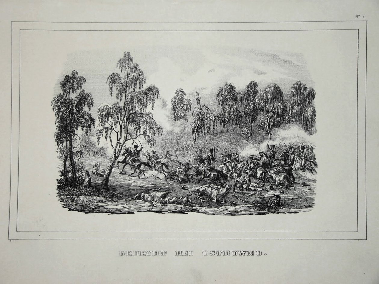 Schlacht zwischen russischen Truppen und französischer Kavallerie bei Ostrovno, 25.-26. Juli 1812 von Unbekannt