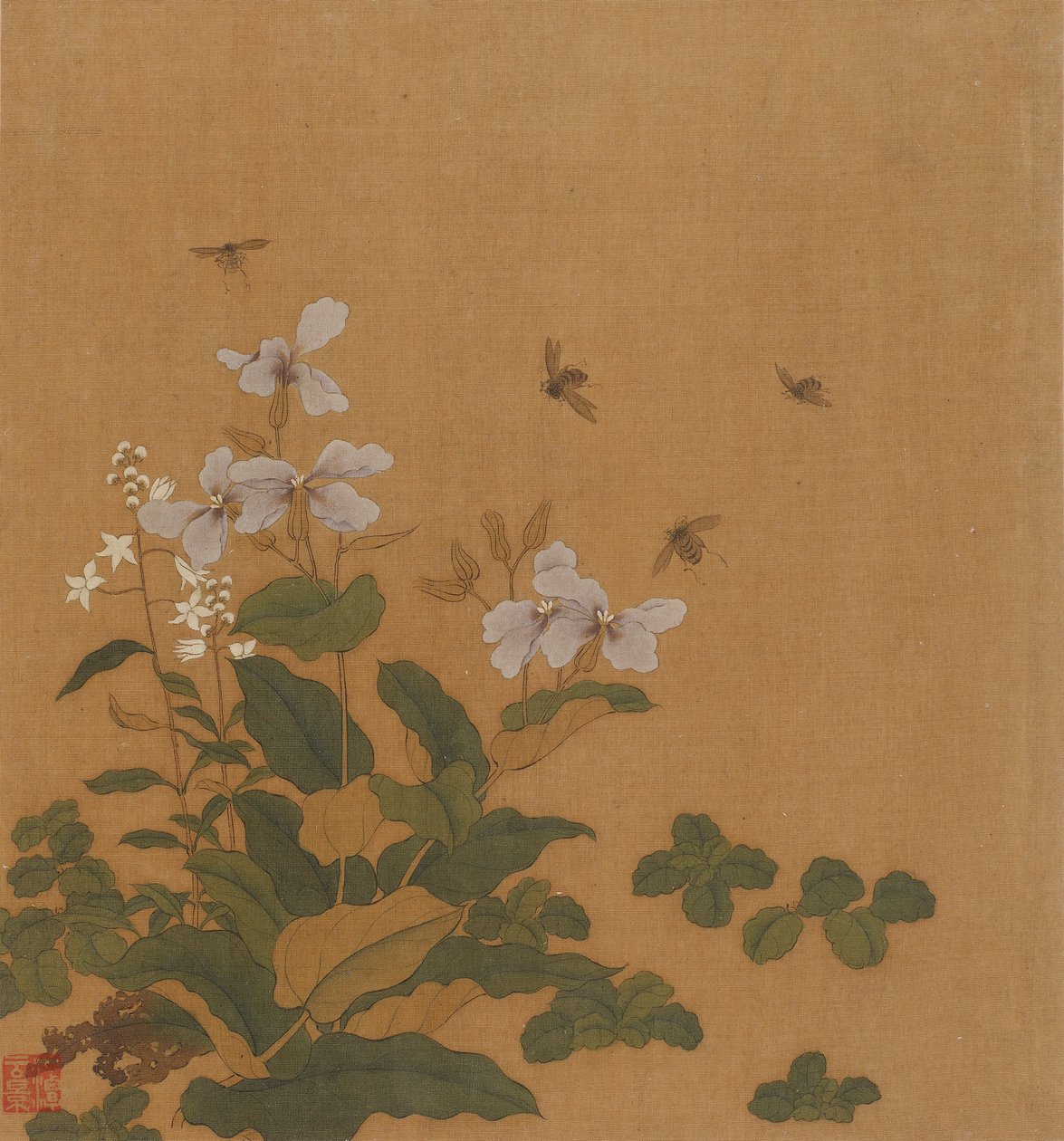 Bienen, die über Blumen schweben, Qing-Dynastie, 18. Jahrhundert von Unbekannt