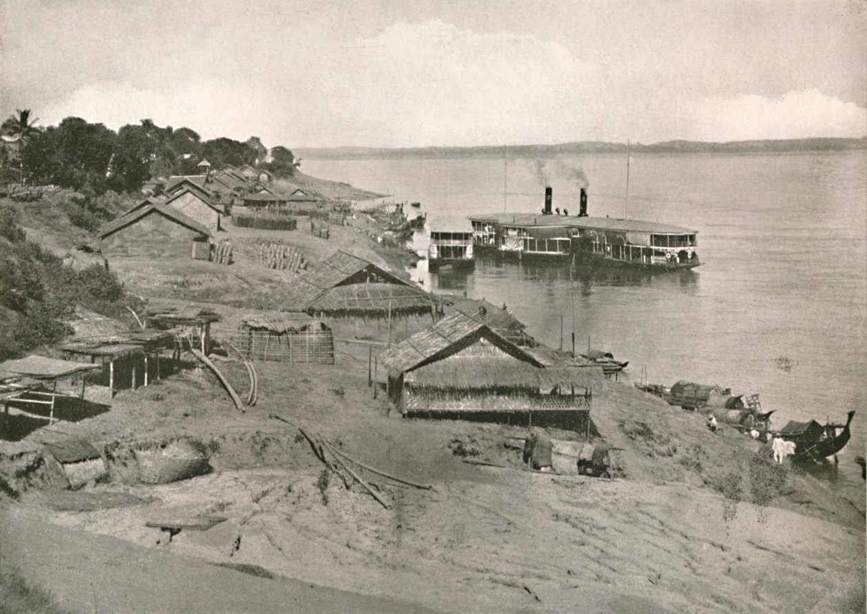 Bhamo - Irrawaddy Flotilla Postdampfer am Ghat, 1900 von Unbekannt