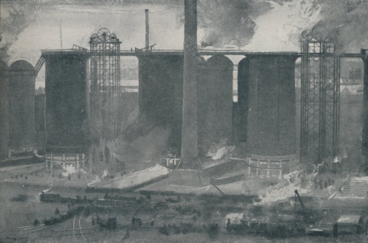 Hochöfen bei Bell Bros. Eisenwerke, Middlesborough, 1910 von Unbekannt