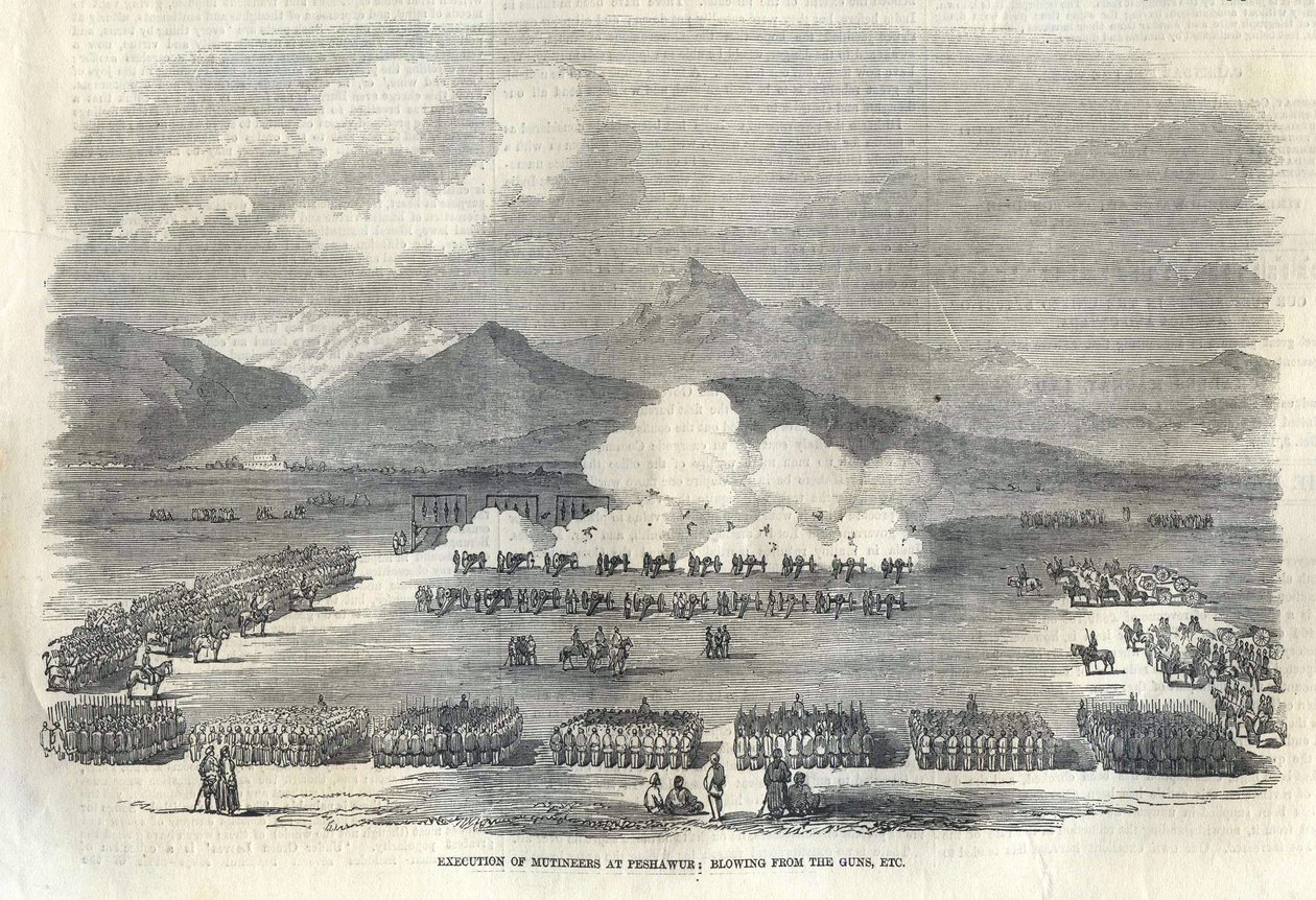 Blasen aus Kanonen in Britisch-Indien, 1857 von Unbekannt