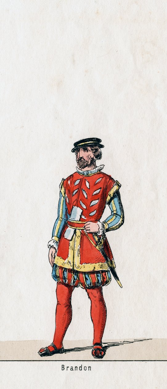 Brandon, Kostümentwurf für Shakespeares Stück, Heinrich VIII., 19. Jahrhundert von Unbekannt