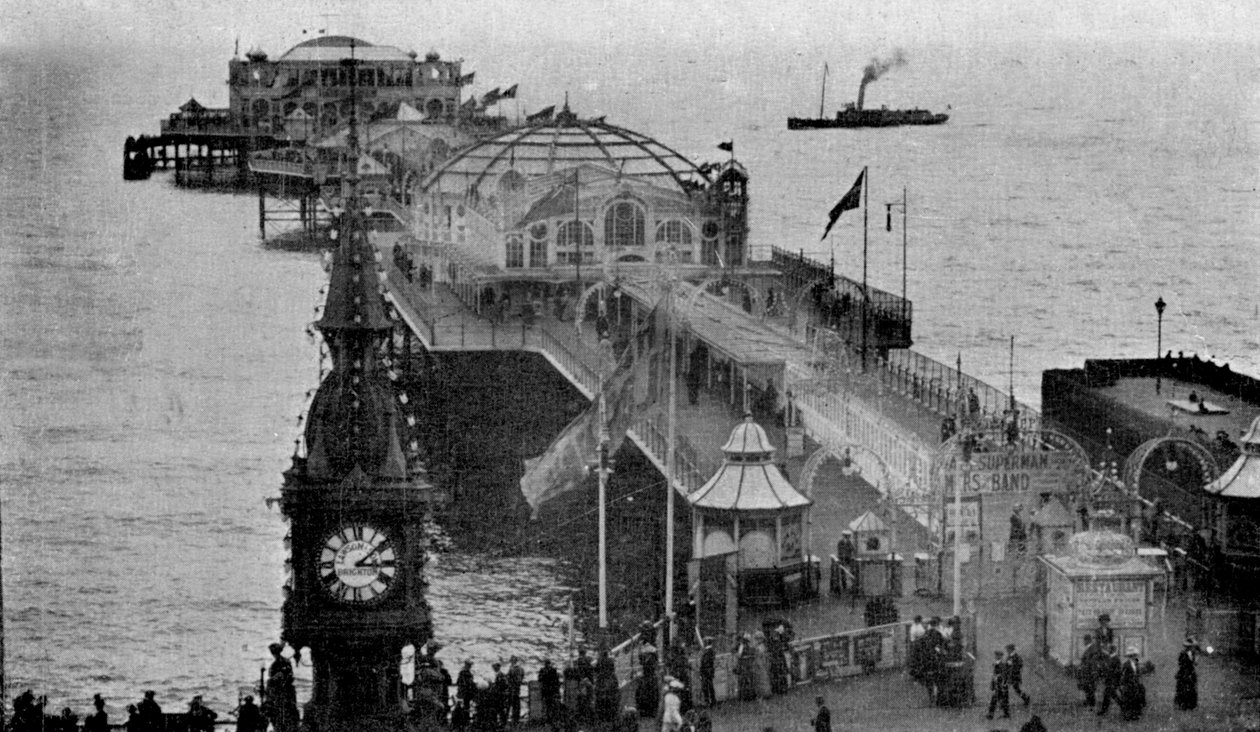 Brighton Aquarium und Palace Pier, Brighton, East Sussex, frühes 20. Jahrhundert von Unbekannt