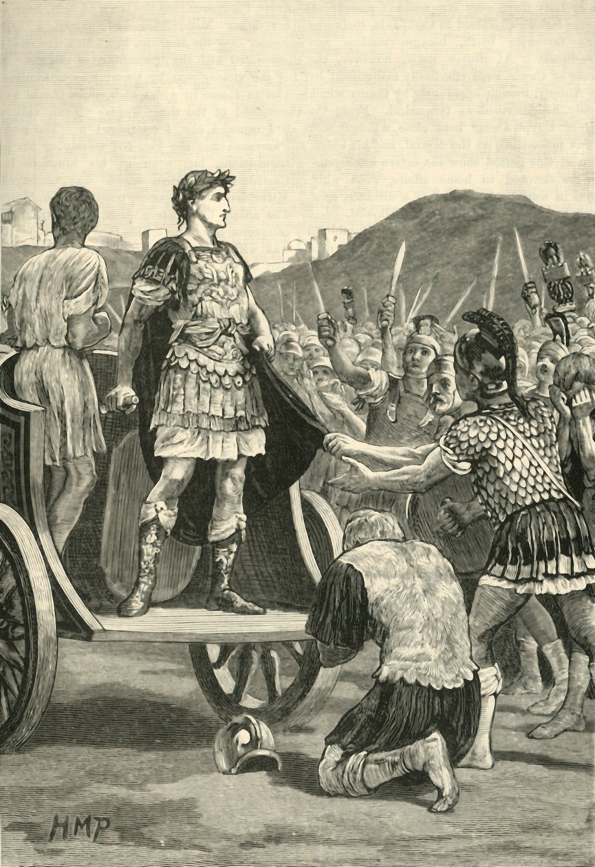 Cäsar spricht zu den unzufriedenen Legionen im Campus Martius, 1890 von Unbekannt