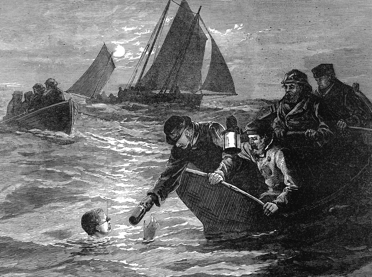 Kapitän Matthew Webb, der erste Mann, der den Ärmelkanal durchschwamm, 1875 von Unbekannt