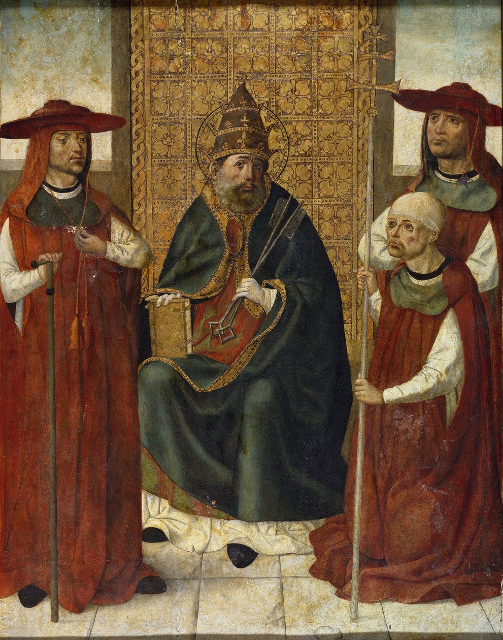 Kardinal Pedro González de Mendoza 1428-1495 betet vor dem heiligen Petrus, 1490-1495 von Unbekannt