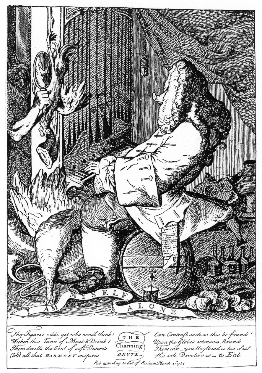 Karikatur von Georg Friedrich Händel, 1754 von Unbekannt