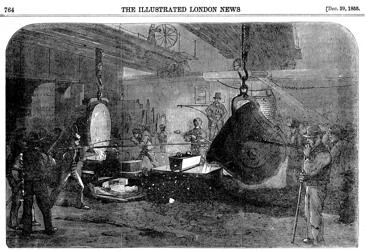Gießen eines Mörsers bei Grissells Regents Canal Ironworks, City Road, London, 1855 von Unbekannt