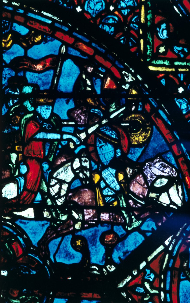 Karl der Große kämpft gegen die Sarazenen, Buntglas, Kathedrale von Chartres, Frankreich, ca. 1225 von Unbekannt