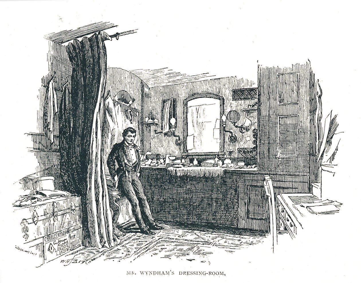 Charles Wyndham Ankleidezimmer mit Blick auf Piccadilly im Criterion Theatre, 1891 von Unbekannt