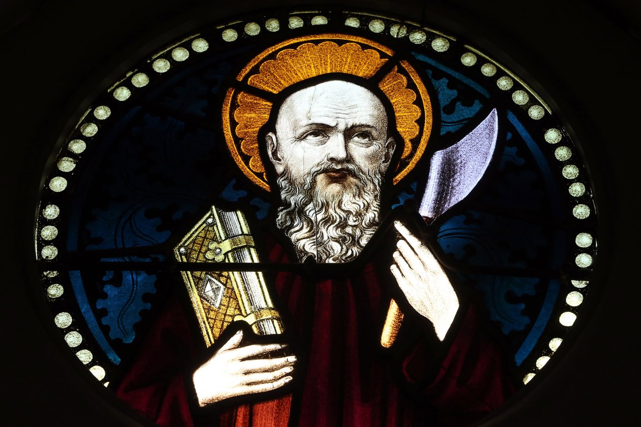 Chijmes. Buntglasfenster. Heiliger Bartholomäus. Singapur von Unbekannt