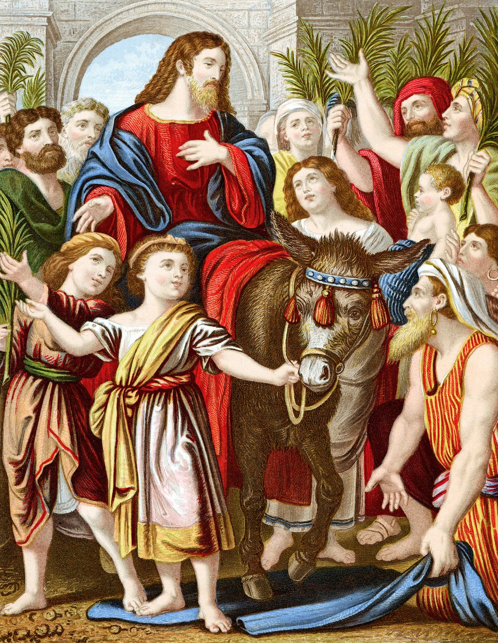 Christus reitet auf einem Esel nach Jerusalem, um 1860 von Unbekannt