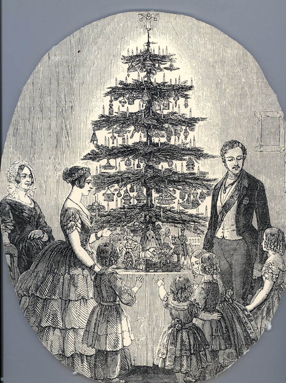 Weihnachten mit Königin Victoria, Prinz Albert, ihren Kindern und der Mutter von Königin Victoria, 1848 von Unbekannt