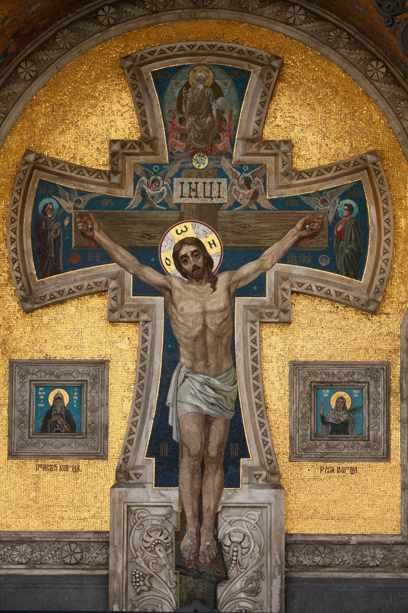 Erlöserkirche auf dem Blut; Fassadenmosaik; Die Kreuzigung; Sankt Petersburg, Russland von Unbekannt