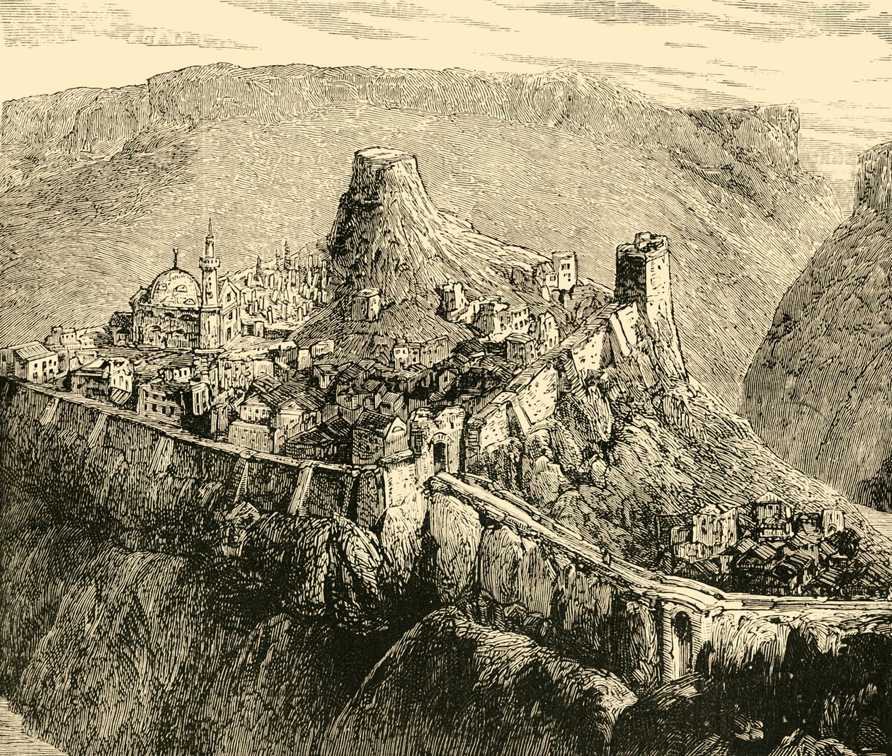 Zitadelle und Palast der alten Könige von Bulgarien in Tirnova, 1890 von Unbekannt
