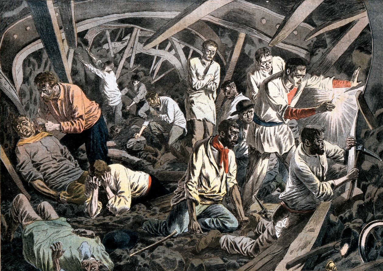 Eingeschlossene Bergleute durch einen Dacheinsturz, Courrieres-Minen, Pas-de-Calais, Frankreich, 1906 von Unbekannt