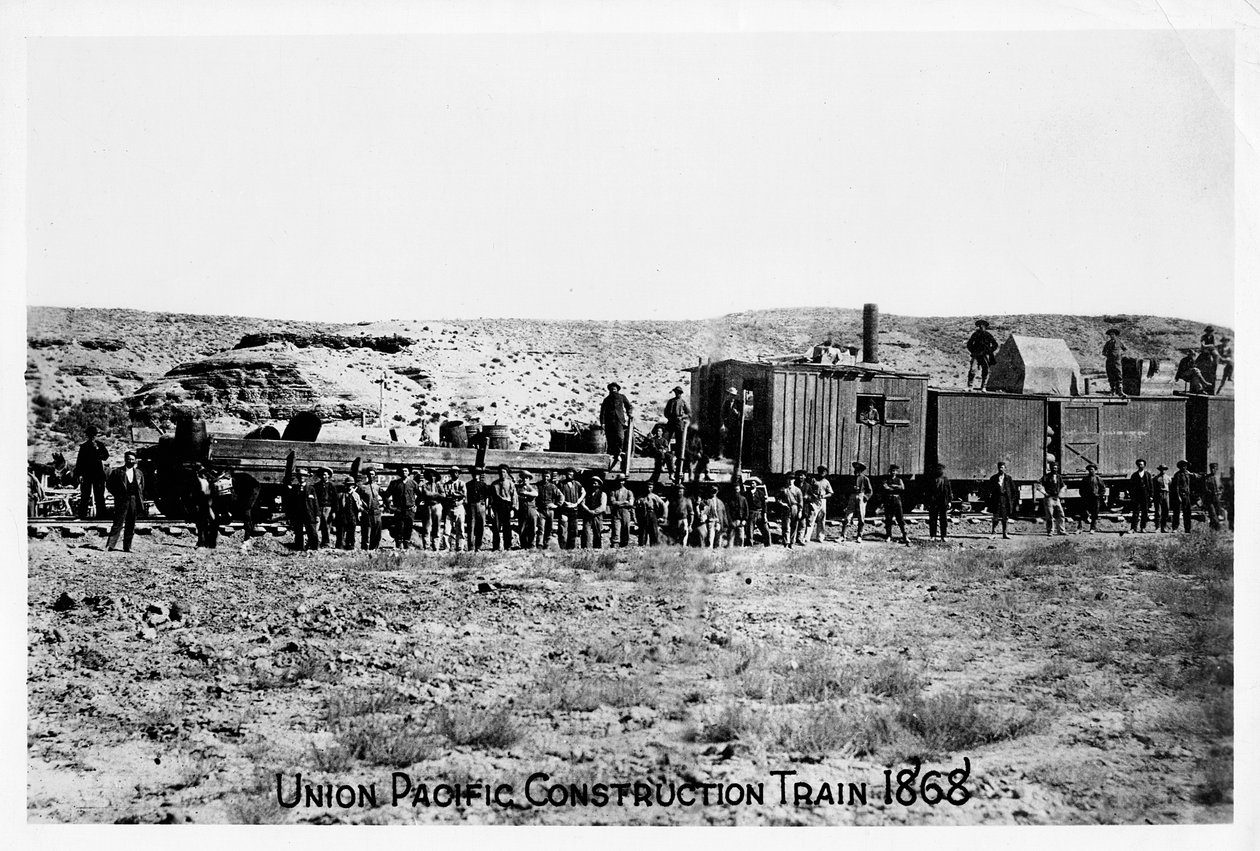 Bauzug auf der Union Pacific Railroad, USA, 1868 von Unbekannt