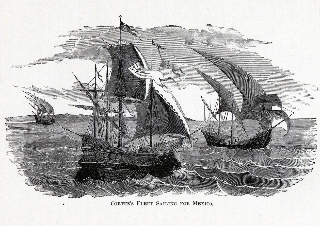Cortezs Flotte segelt nach Mexiko, 1882 von Unbekannt