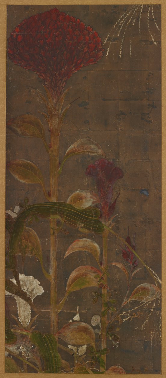 Hahnenkämme, Mais und Winden, Momoyama-Periode, 1568-1615 von Unbekannt