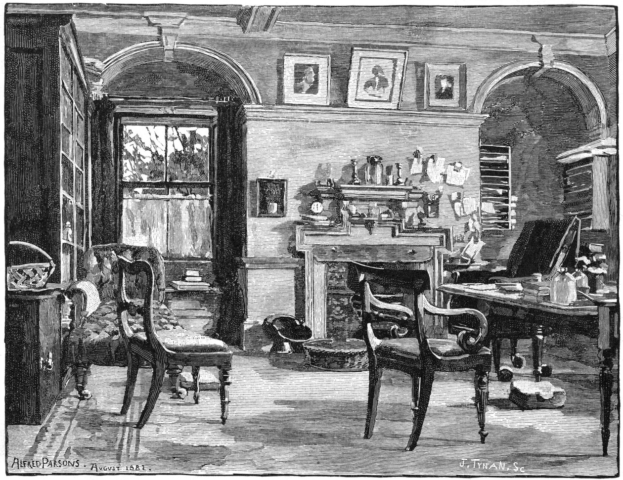 Darwins Arbeitszimmer im Down House, seinem Haus in der Nähe von Beckenham, Kent, 1883 von Unbekannt