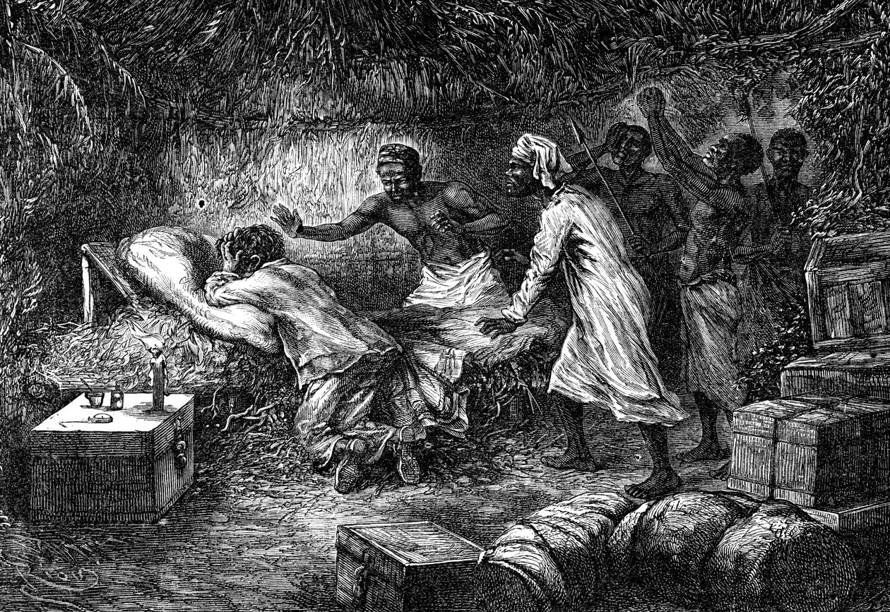 Tod von David Livingstone, schottischer Missionar und Entdecker, 1. Mai 1873, 1877 von Unbekannt
