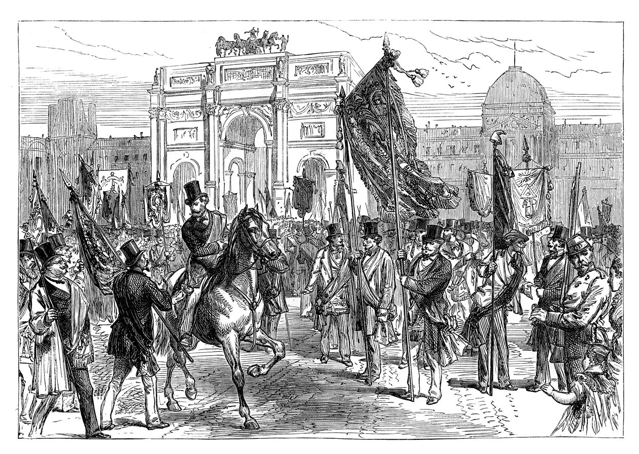 Demonstration der Pariser Freimaurer, Frankreich, 1870, spätes 19. Jahrhundert von Unbekannt