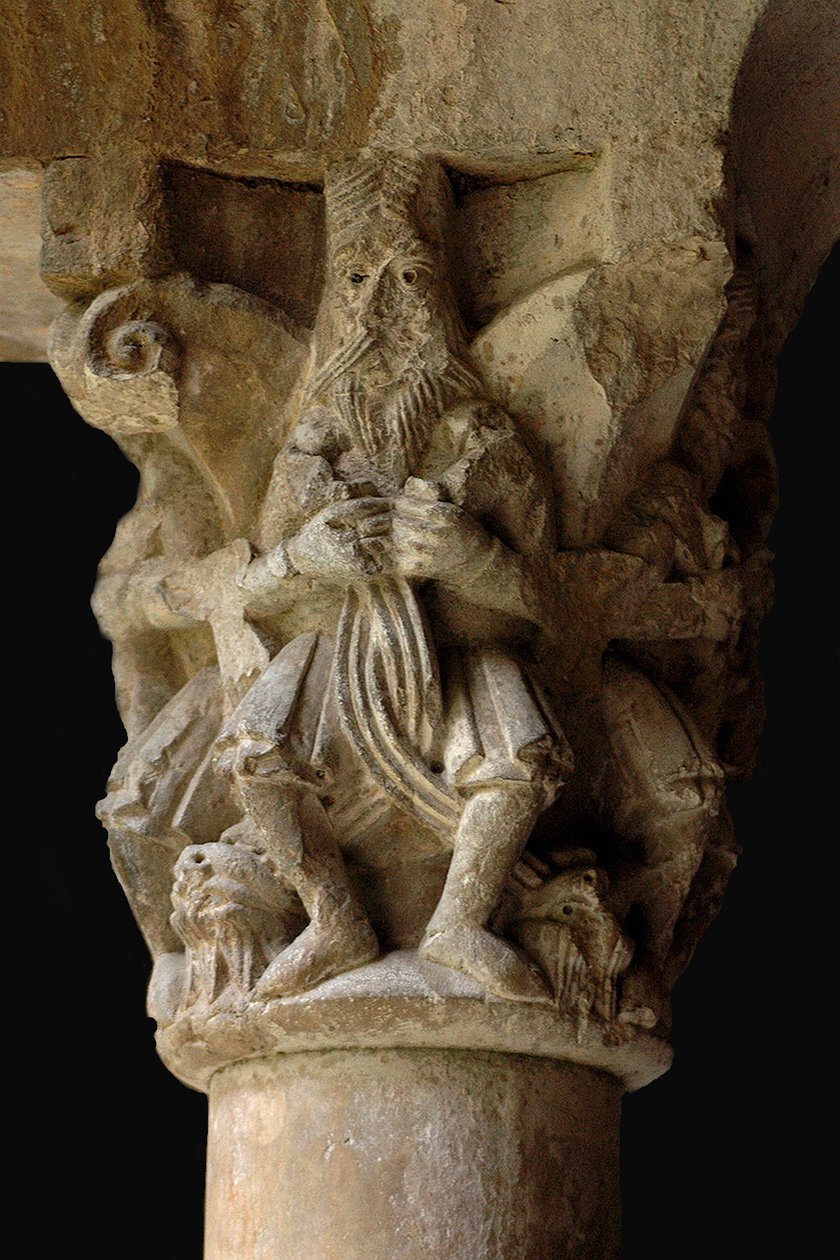Detail eines Kapitells im Kreuzgang Sant Pere de Galligants, 12. Jahrhundert von Unbekannt
