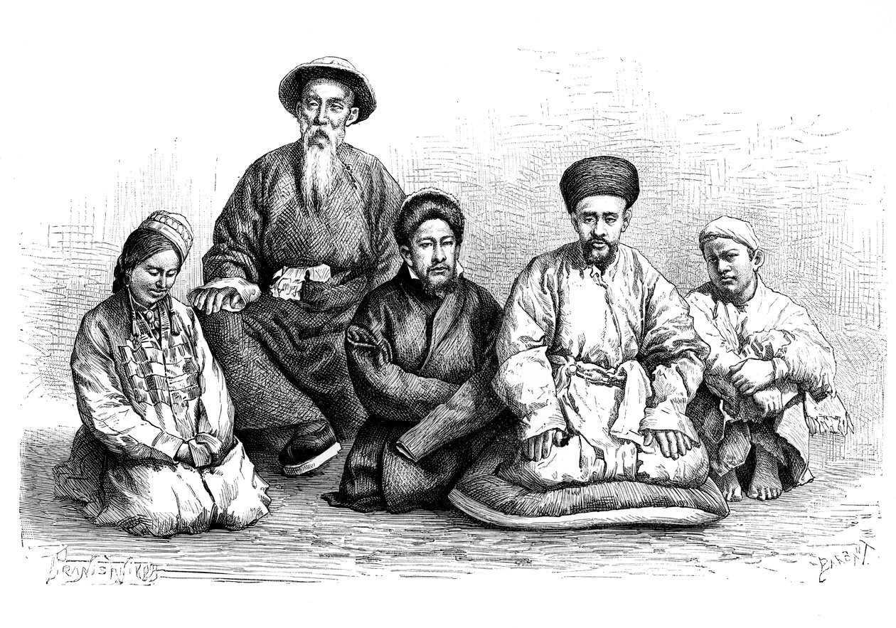 Dungans und Taranchis, Typen und Kostüme, ca. 1890 von Unbekannt