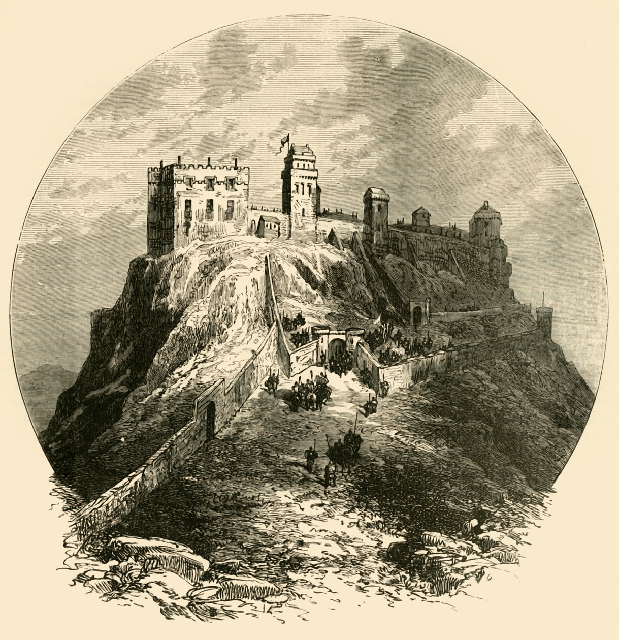 Edinburgh Castle, wie es vor der Belagerung von 1573 war, 1890 von Unbekannt