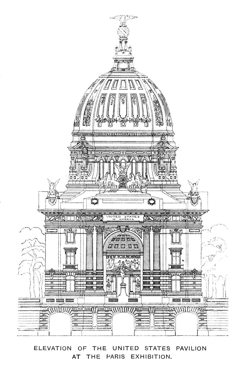Ansicht des Pavillons der Vereinigten Staaten auf der Pariser Ausstellung, 1900 von Unbekannt