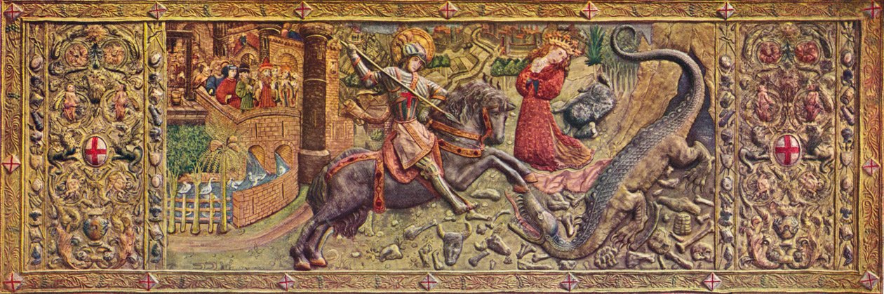 Besticktes Vorderaltarbild des Heiligen Georg, aus dem Palau de la Generalitat, 15. Jahrhundert von Unbekannt