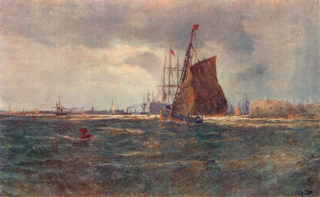 Eingang zum Hafen von Portsmouth, spätes 19. Jahrhundert, 1906 von Unbekannt