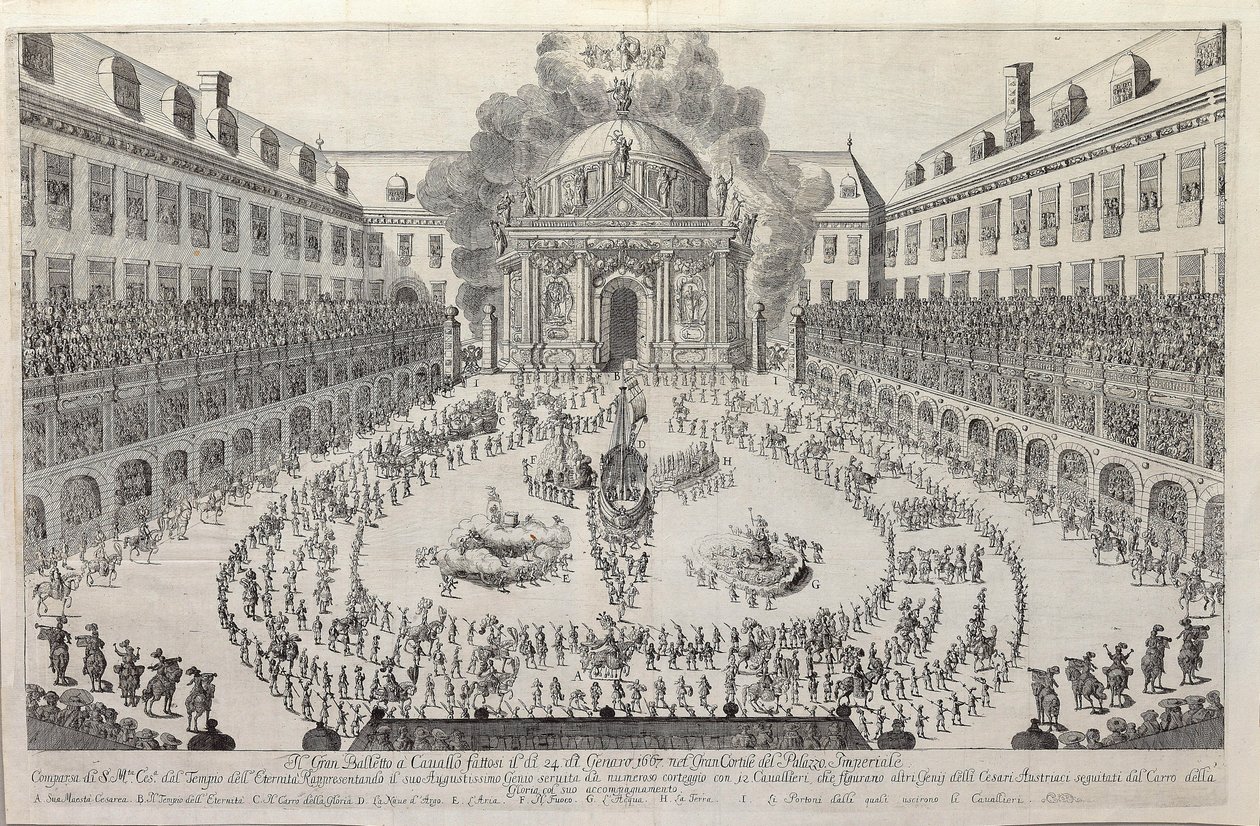 Reiterballett im Hof der Wiener Hofburg von Unbekannt
