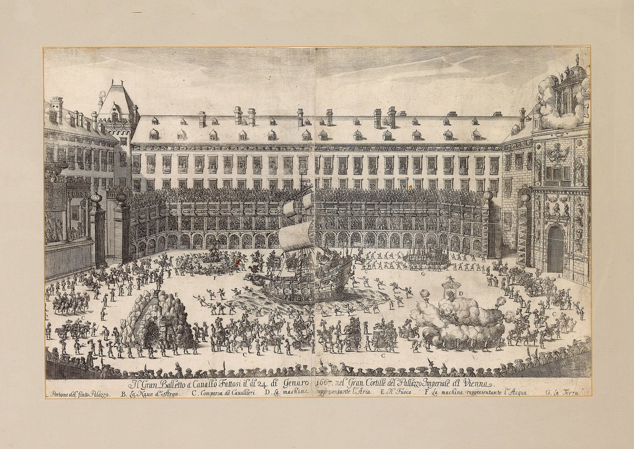 Reiterballett im Hof der Wiener Hofburg, 1667 von Unbekannt