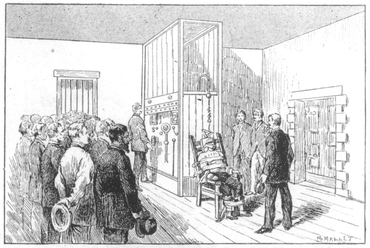 Hinrichtung von Kemmler, dem ersten Mann, der auf dem elektrischen Stuhl starb, USA, 6. August 1890 von Unbekannt
