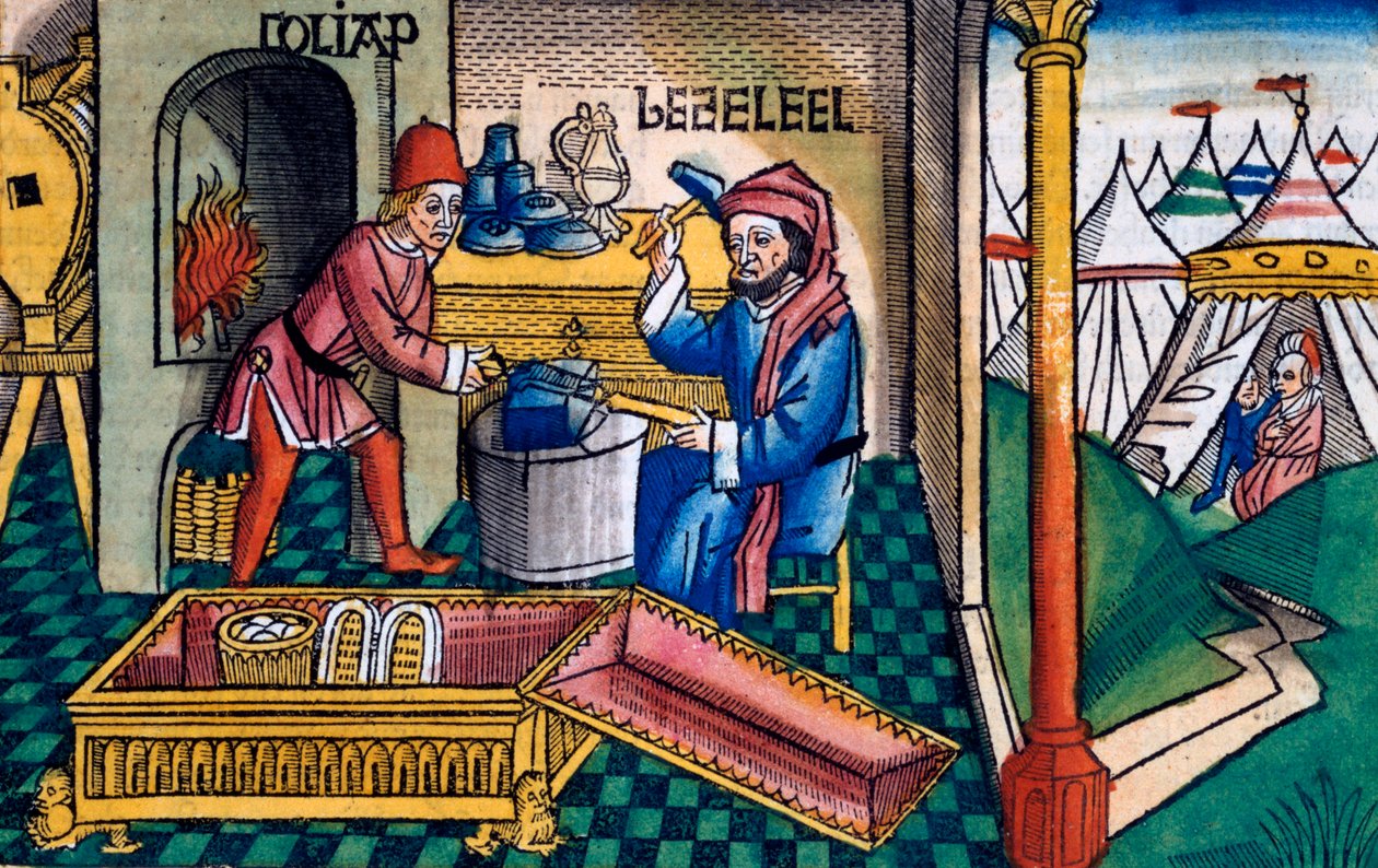 Exodus 31:2-8: Bezalel und Aholiab fertigen die Bundeslade an von Unbekannt
