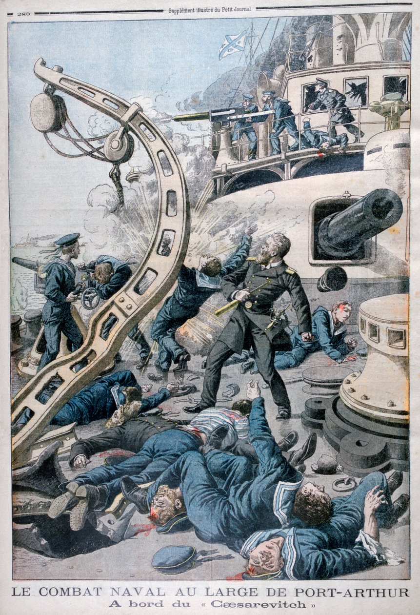Explosion auf dem russischen Schlachtschiff Tsesarevich, Schlacht am Gelben Meer, 10. August 1904 von Unbekannt