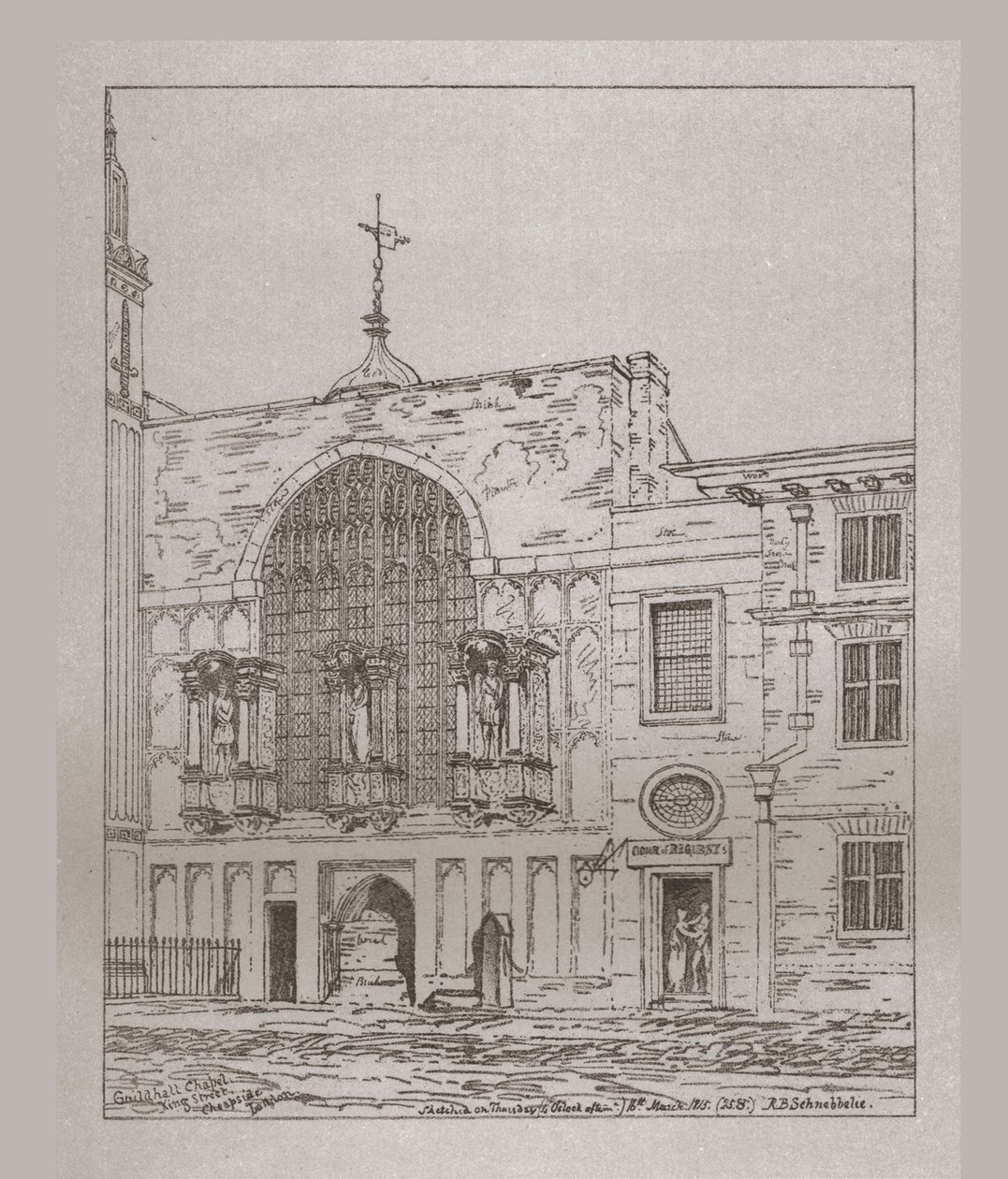 Außenansicht der Guildhall Chapel, 1815 von Unbekannt