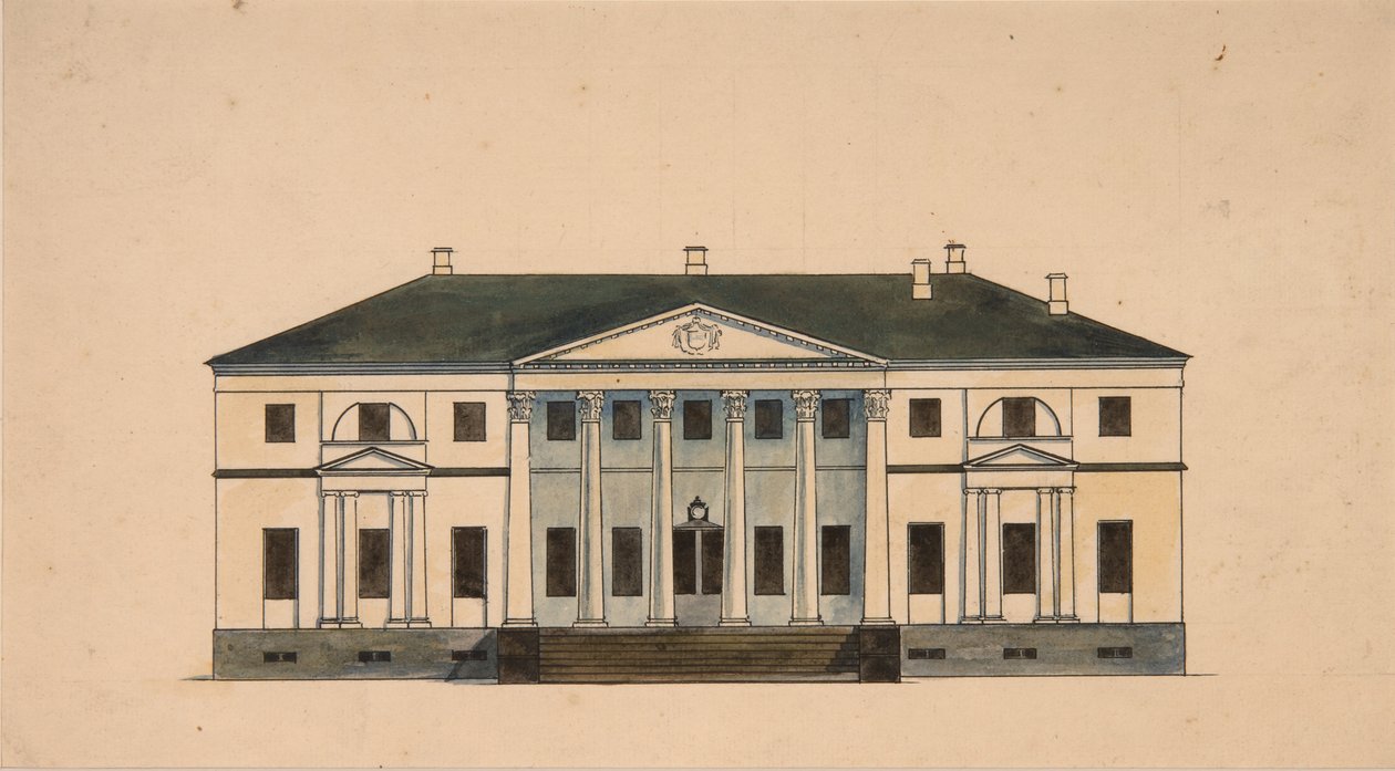 Fassade des Hauses im Golitsyn Petrovo-Dalneye Anwesen von Unbekannt