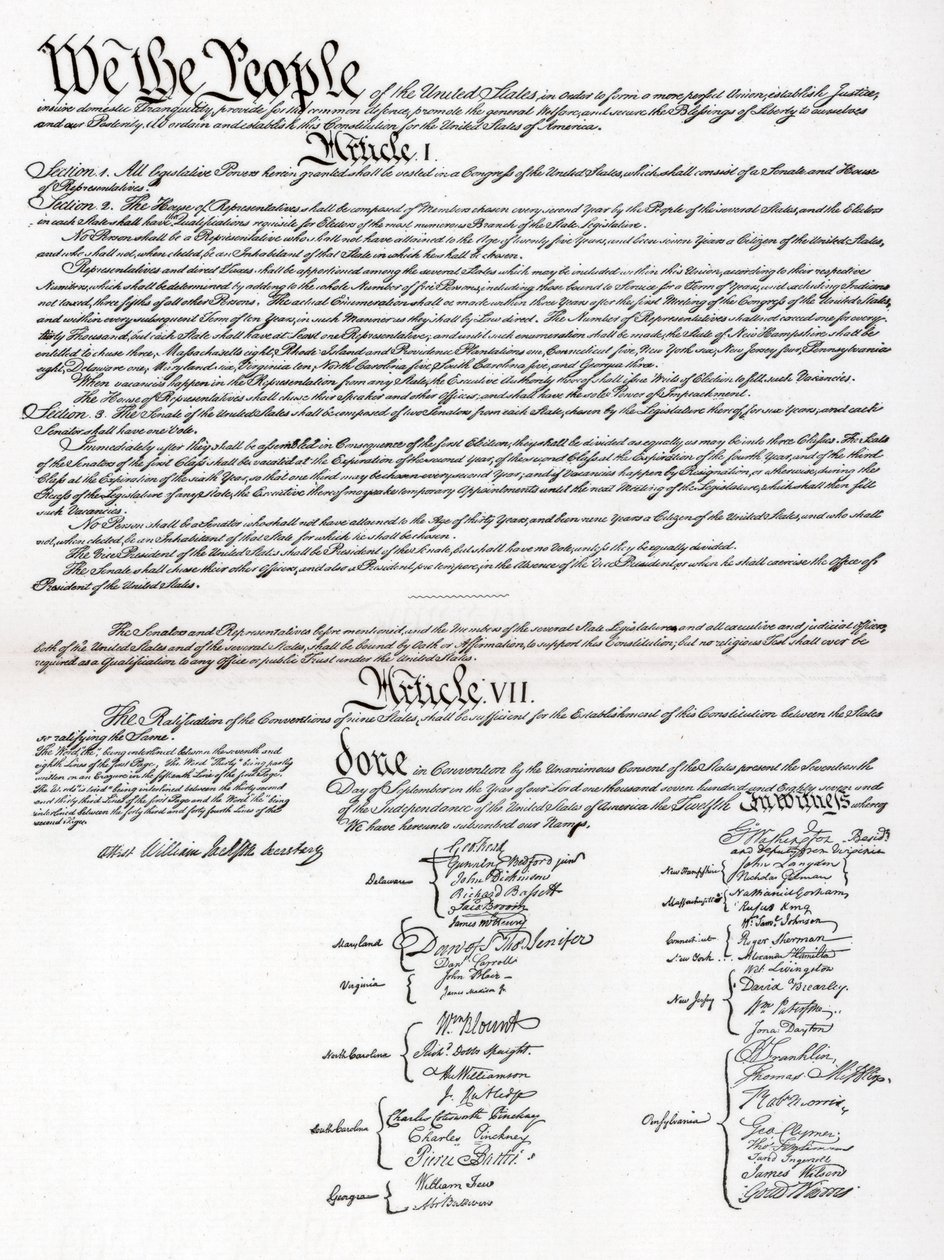 Faksimile der Präambel und Verfassung der Vereinigten Staaten von Amerika, 1901 von Unbekannt
