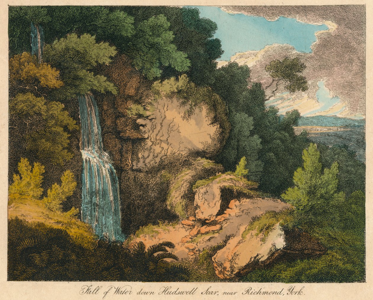 Wasserfall bei Hudswell Scar, nahe Richmond, York, 19. Jahrhundert von Unbekannt