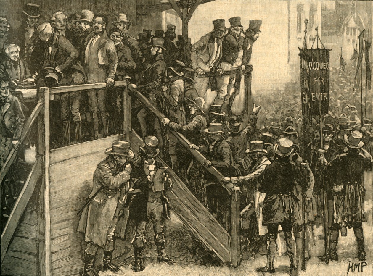 Pater John Murphy führt seine Pächter zur Wahl im Clare-Nachwahl, Irland, 1828 ca. 1890 von Unbekannt